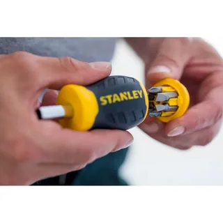 Multibit Stubby Schroevendraaier van Stanley, Zwart, Geel – productafbeelding 2 van 6