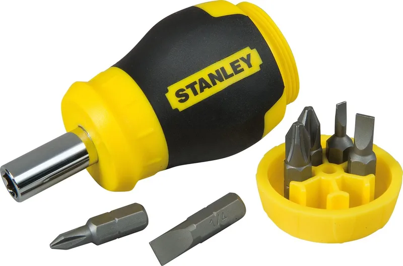 Multibit Stubby Schroevendraaier van Stanley, Zwart, Geel – productafbeelding 1 van 6