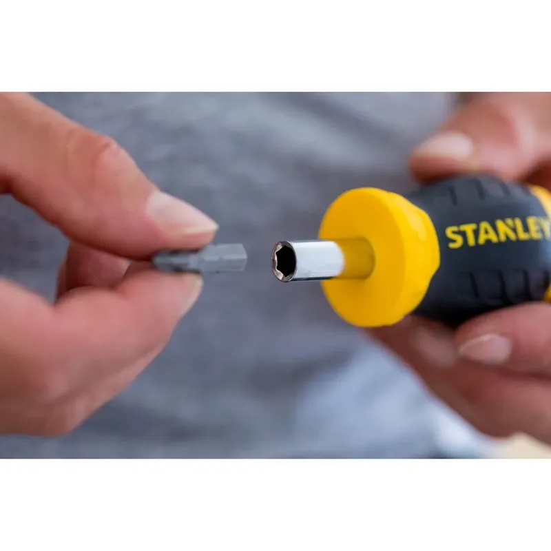 Multibit Stubby Schroevendraaier van Stanley, Zwart, Geel – productafbeelding 4 van 6