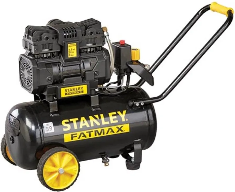 Professionele Compressor - Zonder Olie - Horizontaal - Low Noise - 24 L / 1.5 pk / 8 bar von Stanley, Schwarz – Produktbild