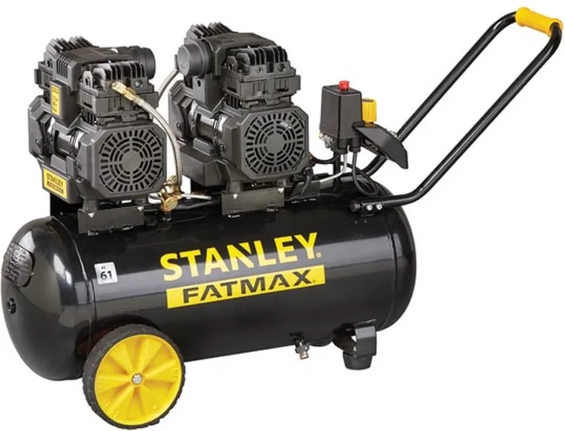 Professionele Compressor - Zonder Olie - Horizontaal - Low Noise - 50 L / 3 pk / 8 bar von Stanley, Schwarz – Produktbild
