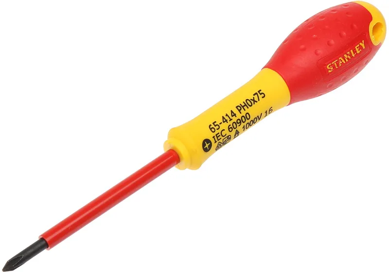 Schraubendreher FatMax isoliert PH0 75mm von Stanley, Gelb – Produktbild