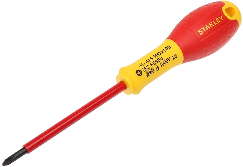 Schraubendreher FatMax isoliert PH1 100mm von Stanley, Gelb – Produktbild