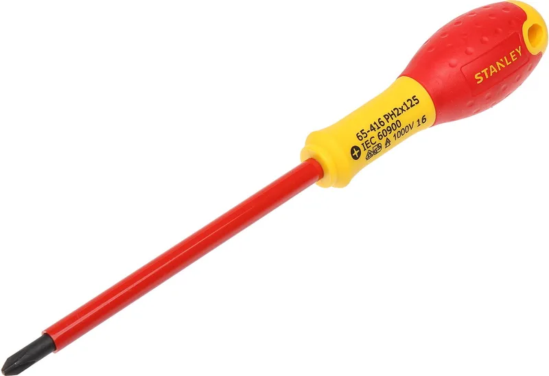 Schroevendraaier Phillips VDE PH2 X 125mm van Stanley, Geel, Zwart – productafbeelding