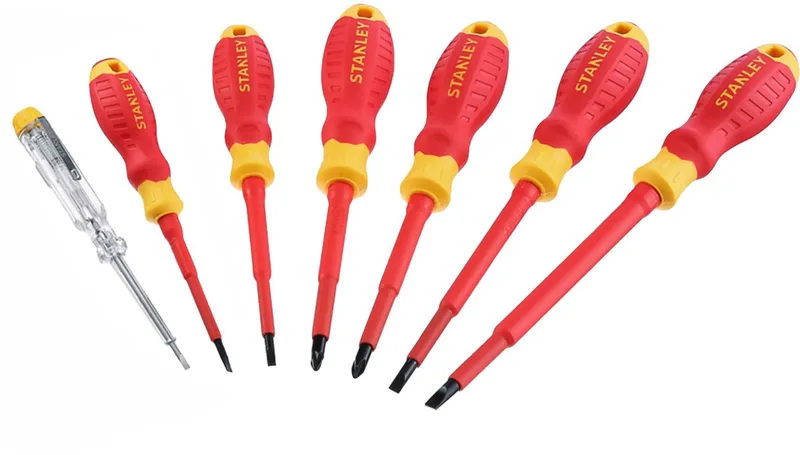 Schroevendraaier Set - 7 stuks - Geïsoleerd tot 1000V - Chroom-Vanadium Staal de Stanley, Rouge – image du produit