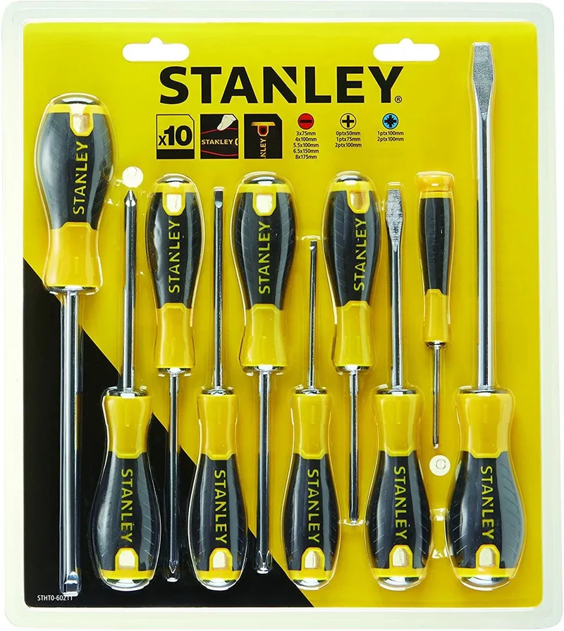 STHT0-60211 Schroevendraaierset Essential 10-delig van Stanley, Geel – productafbeelding