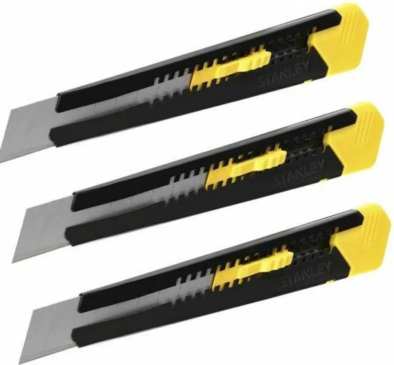 Tripack Afbreekmes 18mm ( 3x 10-151) van Stanley, Geel – productafbeelding