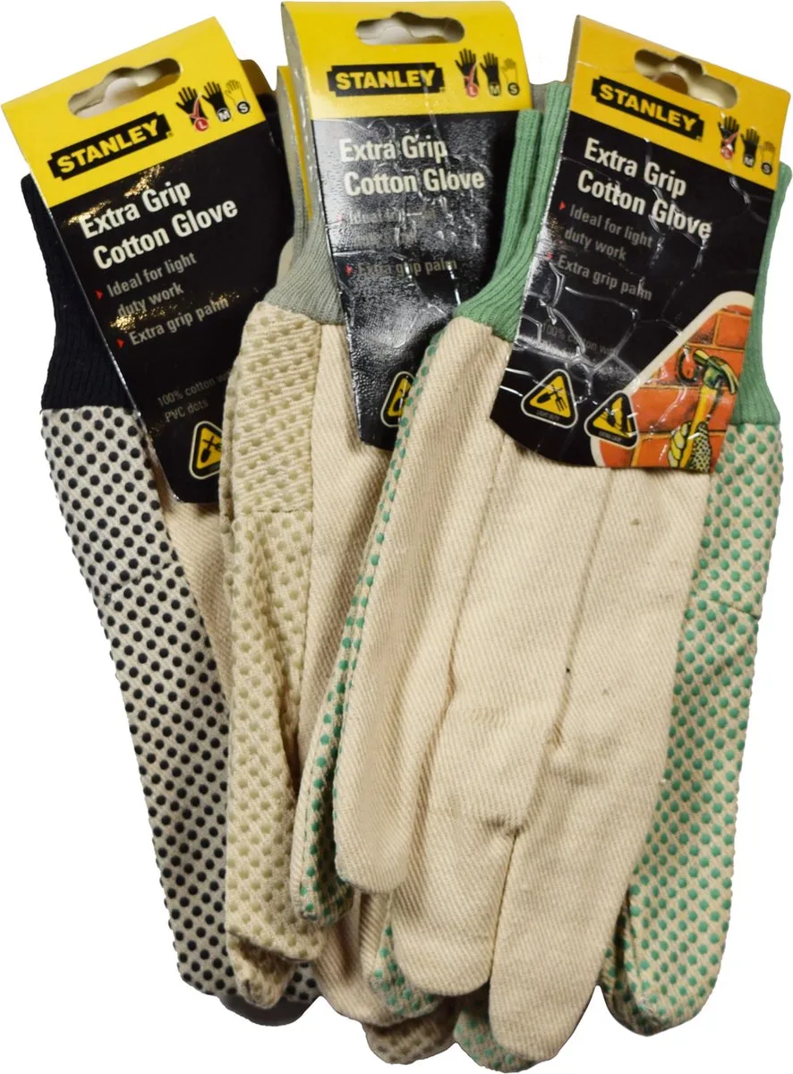 Tuinhandschoen - Werkhandschoen - Extra grip - 3 stuks de Stanley, Blanc, L – image du produit