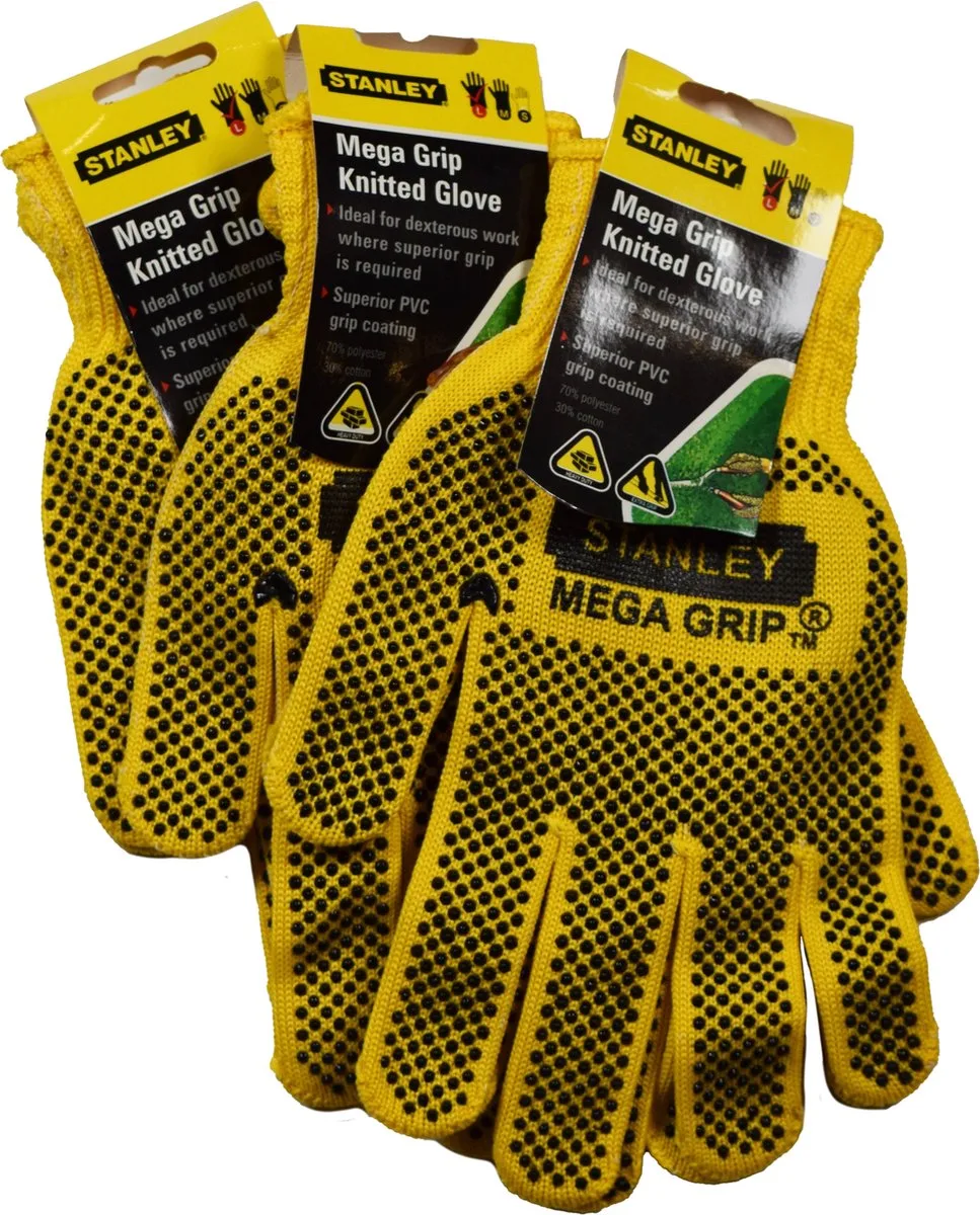 Tuinhandschoen - Werkhandschoen - Mega Grip - 3 stuks von Stanley, Gelb, L – Produktbild