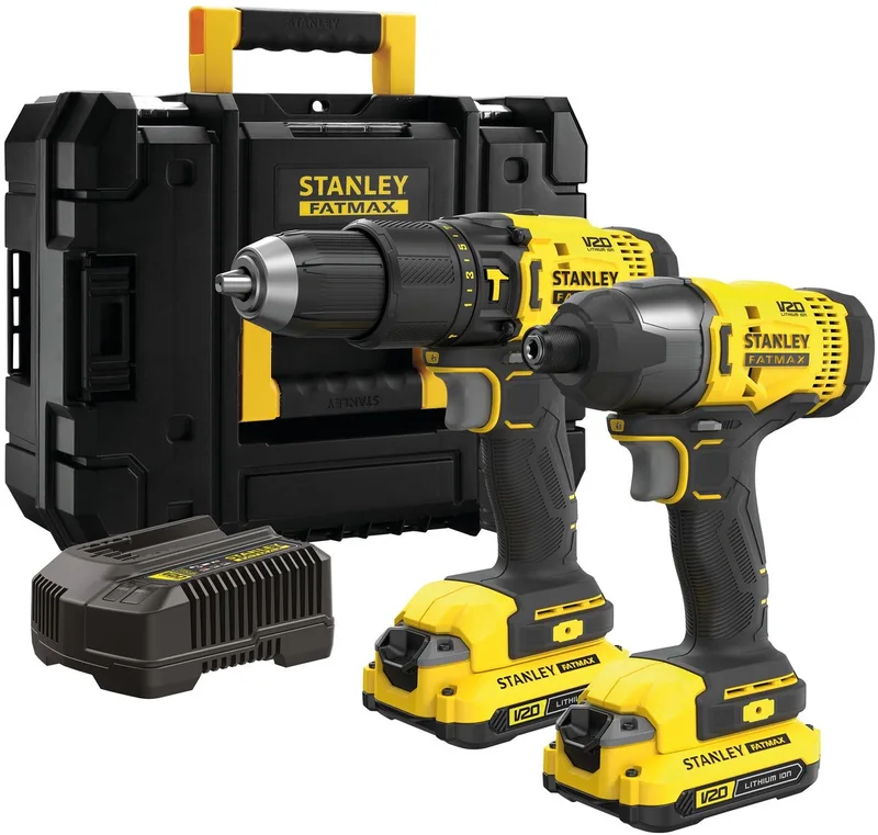 V20 18V Schroef-/klopboormachine + Slagschroevendraaier TSTAK koffer (met 2x 2.0Ah accu en lader) SFMCK465D2T-QW by Stanley – product image