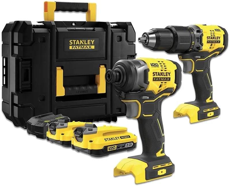 V20 - Comboset - Boorhamer & Slagmoersleutel - Borstelloos - 18V 2x2.0Ah - TSTAK de Stanley, Jaune – image du produit