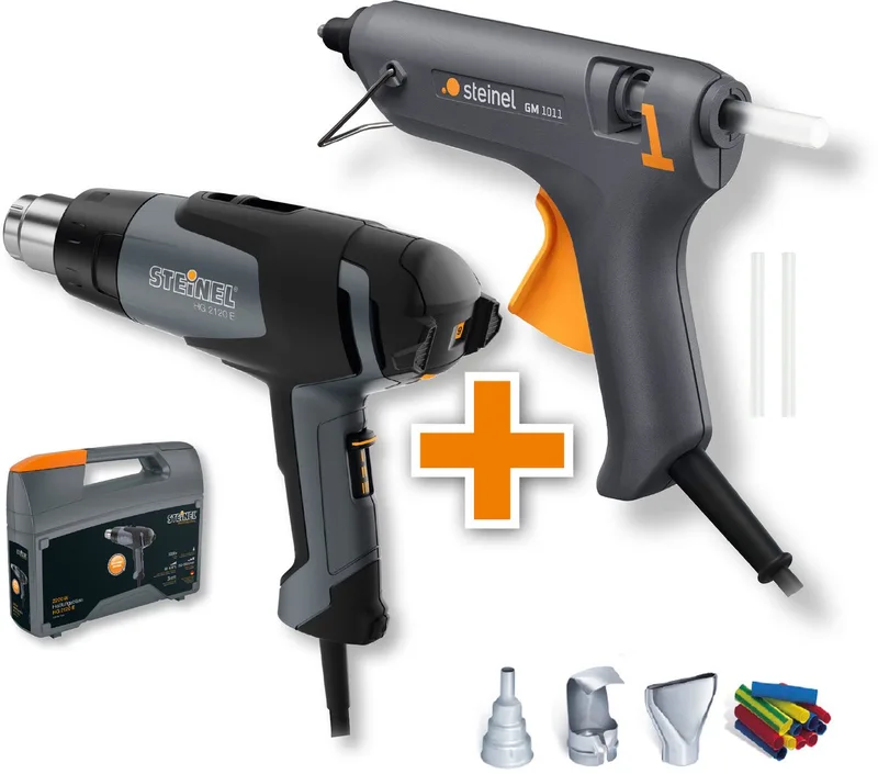 Heteluchtpistool HG2120E + Lijmpistool GlueMatic 1011 - in koffer de Steinel, Neutraal – image du produit