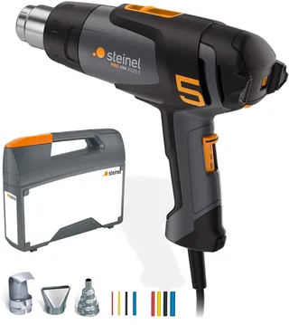 Heteluchtpistool HM 2120 E - 2200W - Verfafbrander - Temperatuur instelbaar van 80-630°C - Luchtvolume instelbaar van 150-500l/min - incl. koffer en diverse mondstukken by Steinel – product image 1 of 2
