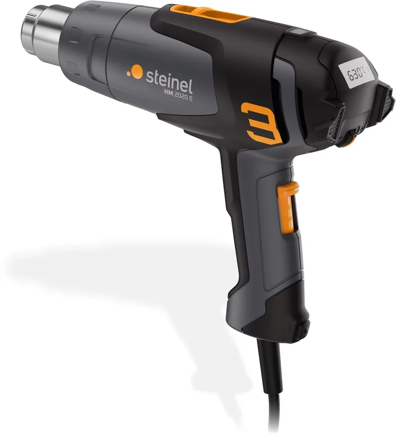 Heteluchtpistool HM2020E - 2200W - Verfafbrander - Temperatuur instelbaar van 80-630°C - Luchtvolume instelbaar van 150-500l/min - 2,2m kabel - incl. reducerend mondstuk & koffer van Steinel – productafbeelding