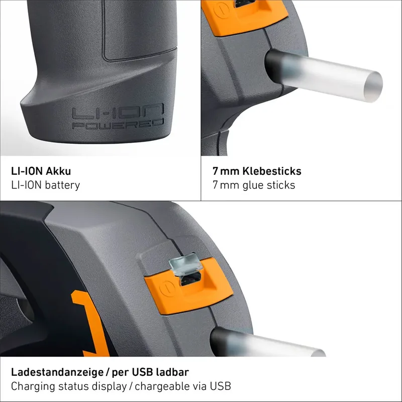 Mobileglue 1007 Akku Heißklebepistole inkl. Ladegerät, inkl. Ladekabel, inkl. Ladestand-Anzeige, Eco-Modus 7 mm 30 W 3.6 V 1 St. von Steinel – Produktbild 3 von 6