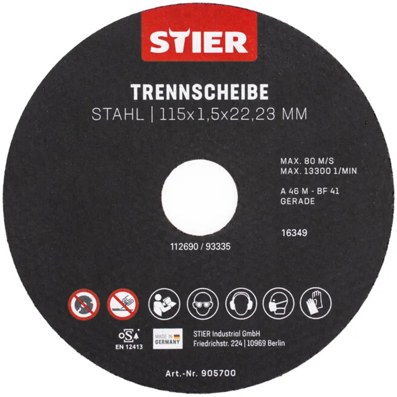 doorslijpschijven staal 115 x 1,5 x 22,23 vorm 41 recht van Stier – productafbeelding
