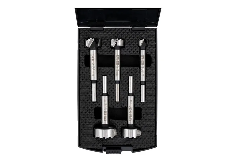 Holzbohrer STIER hochwertiger Forstnerbohrer Set 5-teilig in praktischer Kassette de Stier, Multicolore – image du produit 2 sur 4
