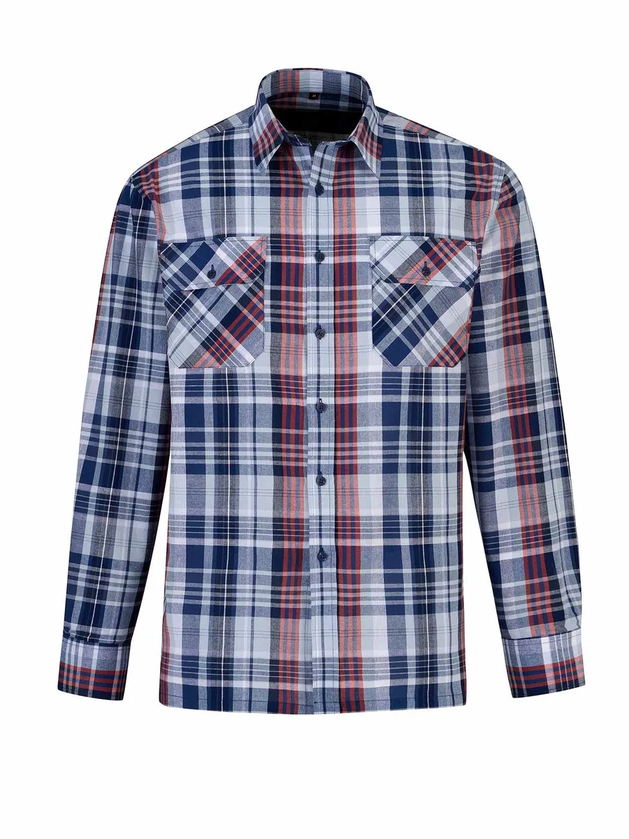Egersund Katoenen Werkhemd Heren - Houthakkersblouse - Blauw - Rood - Wit de Størvik, Blauw – Rood – Wit, L – image du produit