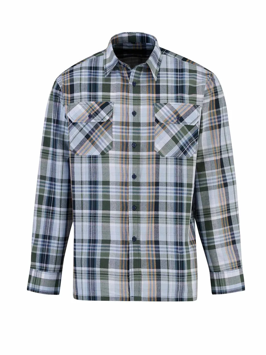 Egersund Katoenen Werkhemd Heren - Houthakkersblouse - Olijfgroen - Zwart - Bruin de Størvik, Olijfgroen – Zwart – Bruin, L – image du produit