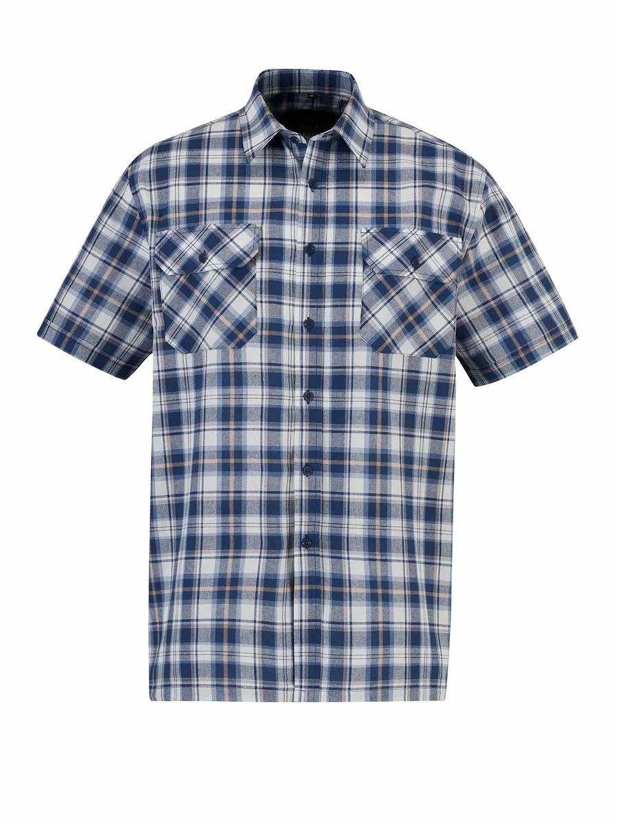 Farsund Katoenen Werkhemd Heren - Houthakkersblouse - Blauw - Wit - Bruin by Størvik, Blauw – Wit – Bruin, L – product image