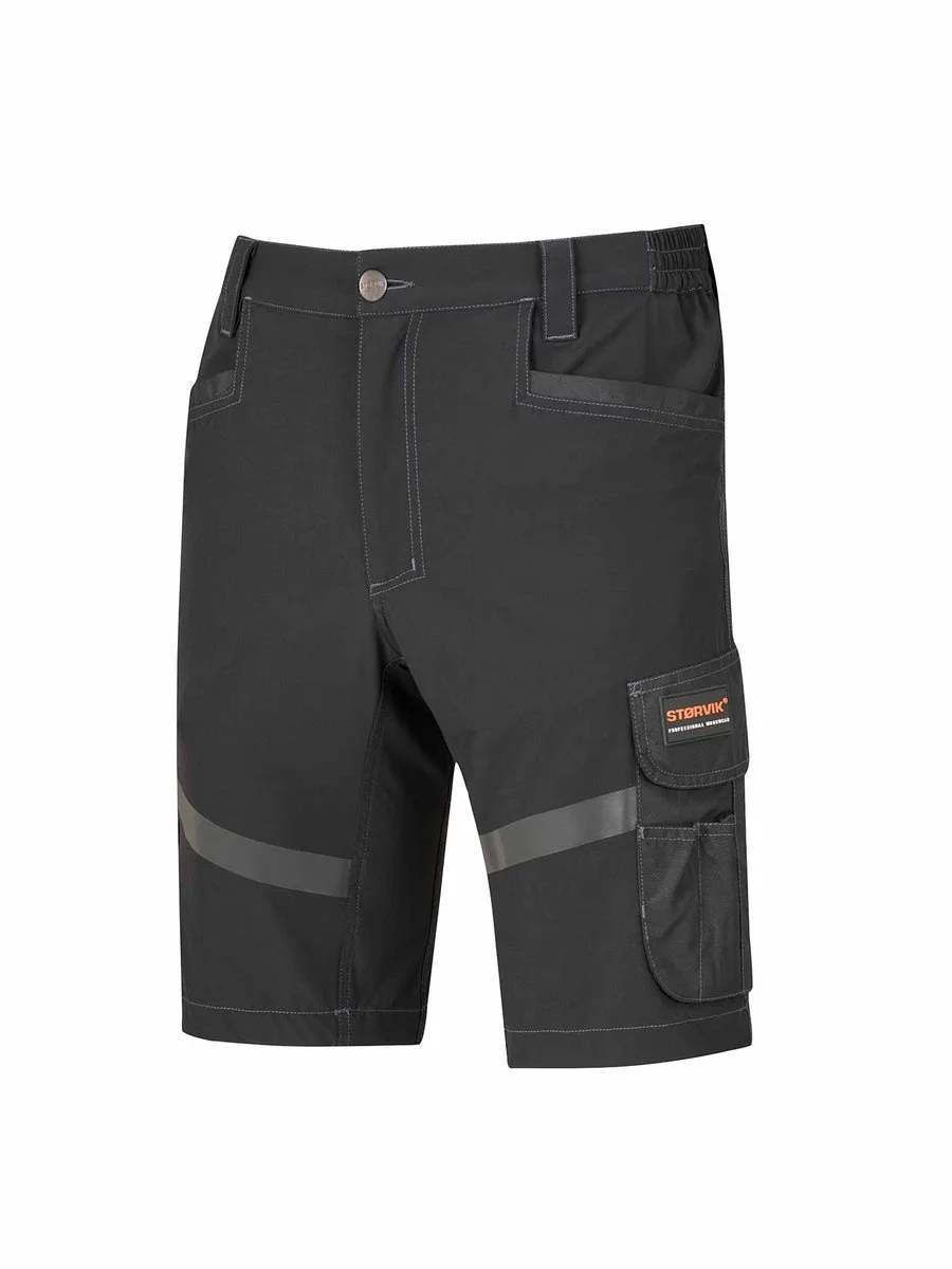 STØRVIK 4Way Stretch Korte Werkbroek Heren Zwart - STIJN van Størvik, Zwart, 3XL – productafbeelding