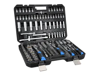 Steckschlüssel 171-tlg. (07630L) (Packung), CRV-Stahl, Sechskant, DIN, Ratschen & Bits im Koffer kompakte Bauform de SW-Stahl, Bleu, Noir, Argent – image du produit 1 sur 5