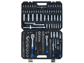 Steckschlüssel 171-tlg. (07630L) (Packung), CRV-Stahl, Sechskant, DIN, Ratschen & Bits im Koffer kompakte Bauform de SW-Stahl, Bleu, Noir, Argent – image du produit 4 sur 5