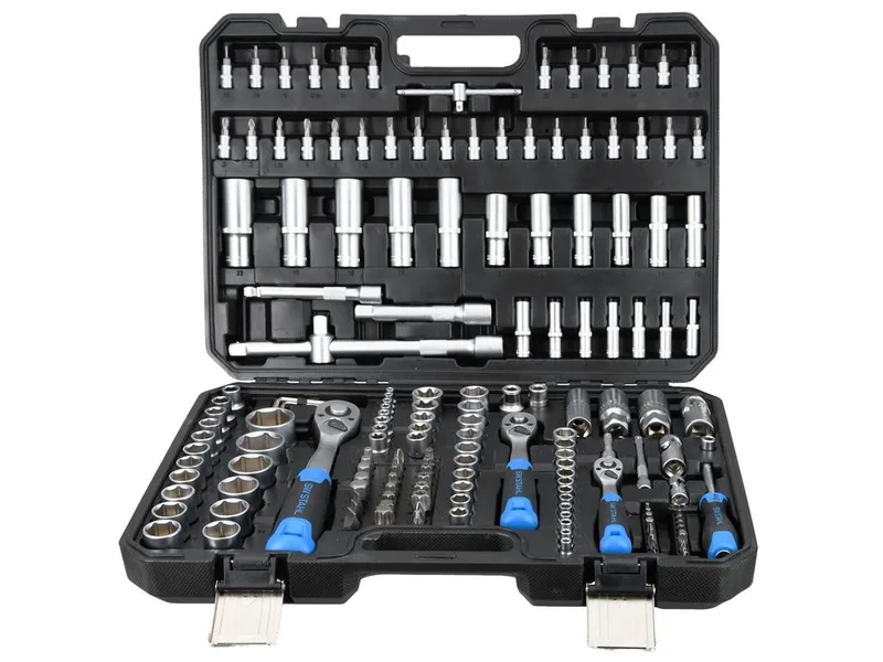 Steckschlüssel 171-tlg. (07630L) (Packung), CRV-Stahl, Sechskant, DIN, Ratschen & Bits im Koffer kompakte Bauform de SW-Stahl, Bleu, Noir, Argent – image du produit 3 sur 5