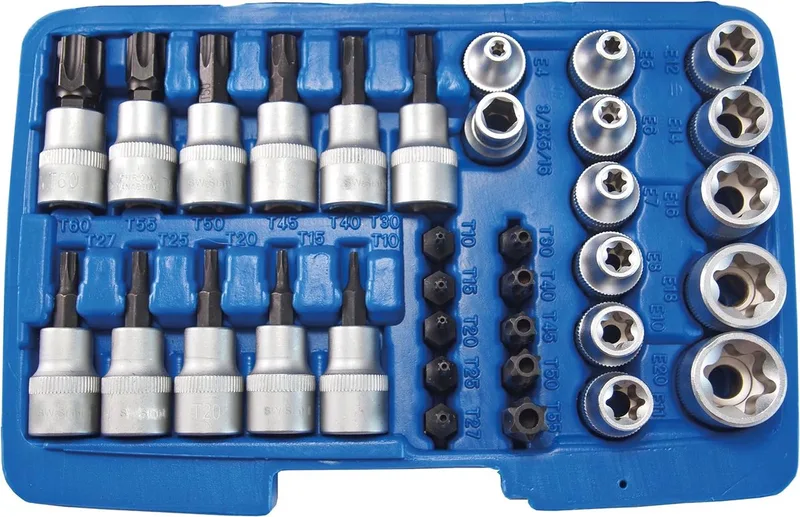 SW-Stahl 04187L Doppenset 3/8 inch 34-delig I Doppenset I Moerenset I Bitset I Autodoppenset I Doppenset von SW-Stahl, Blau – Produktbild