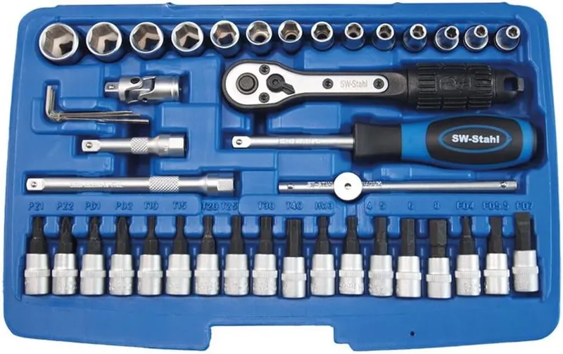 SW-Stahl 06450L dopsleutelset I 41-delig I 1/4 inch I gereedschapskoffer industriële kwaliteit von SW-Stahl, Silber – Produktbild