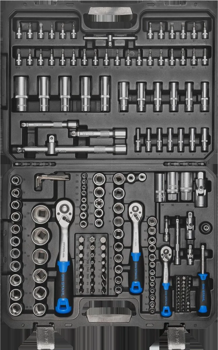 SW-Stahl 07784L dopsleutelset, 1/4", 3/8", 1/2" inch, 184 delig I rateldoos I rateldoos I moerendoos von SW-Stahl – Produktbild
