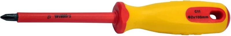 SW-Stahl 33100L-PH2 schroevendraaier VDE I kruiskopschroevendraaier PH2 x 100 mm I elektriciensgereedschap I elektrische schroevendraaier by SW-Stahl, Yellow – product image