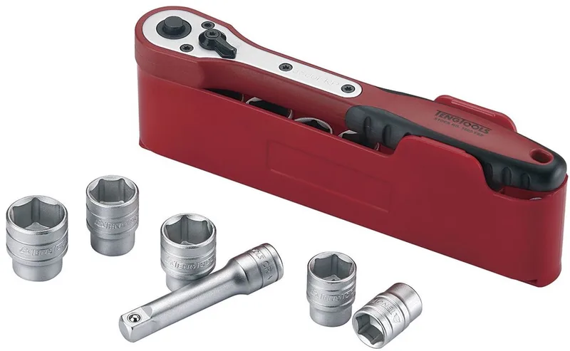 Doppenset 12 dlg + ratel 1/2 Teng Tools M1212N1 de Teng Tools, Rouge – image du produit