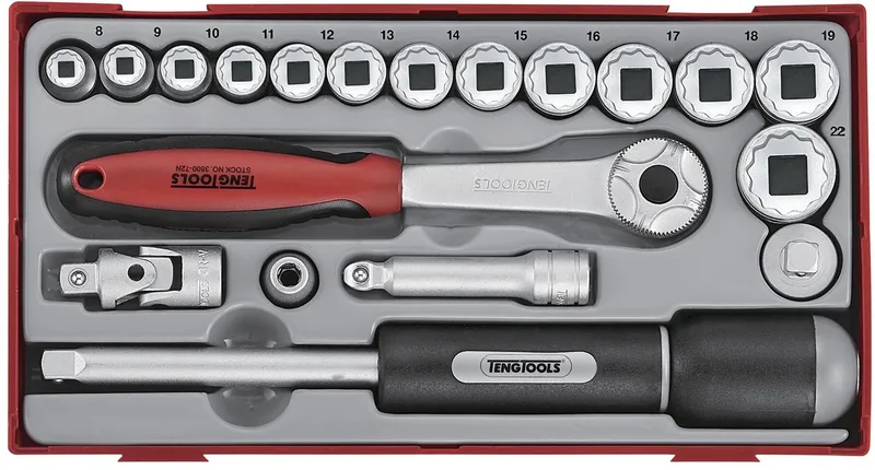 Doppenset Tc-tray 19dlg 3/8 12-kant Teng Tools TT381912 van Teng Tools – productafbeelding