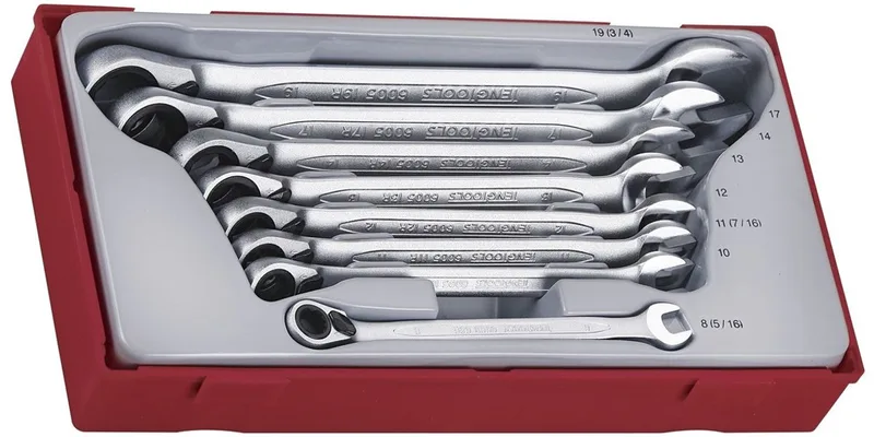 Ratel-steekringsleutel TT1 tray 8-19mm 8 delig Teng Tools TT6508R de Teng Tools, Neutraal – image du produit