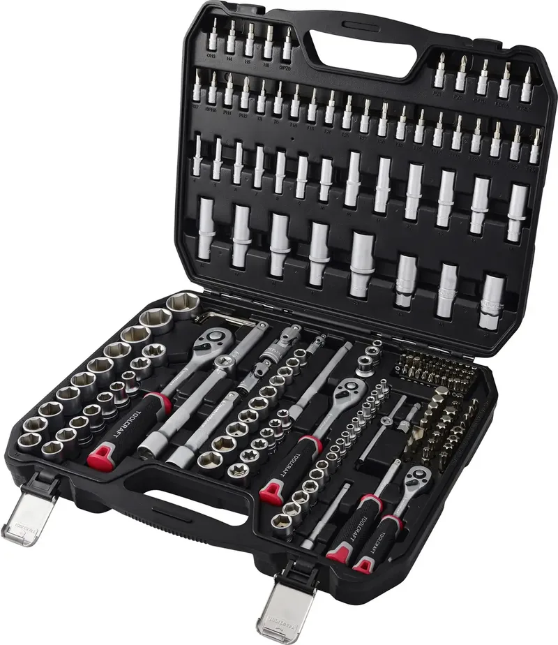 Bit- und Steckschlüssel-Set 1/2, 1/4, 3/8 196teilig TO-10674597 van Toolcraft – productafbeelding