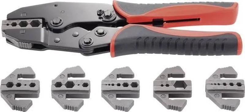 PZ-505 818645 Krimptang 7-delig Coax-connectoren BNC, TNC, Glasvezelstekkers RG6, RG8, RG11, RG58, RG59, RG62 von Toolcraft, Kleurloos – Produktbild