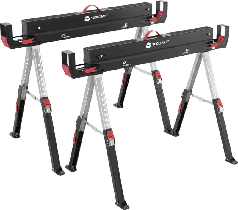 TO-10311630 Stahl Arbeitsbock klappbar, höhenverstellbar 590 kg (B x T) 1157 mm x 687 mm 9.75 kg 2 St. von Toolcraft – Produktbild