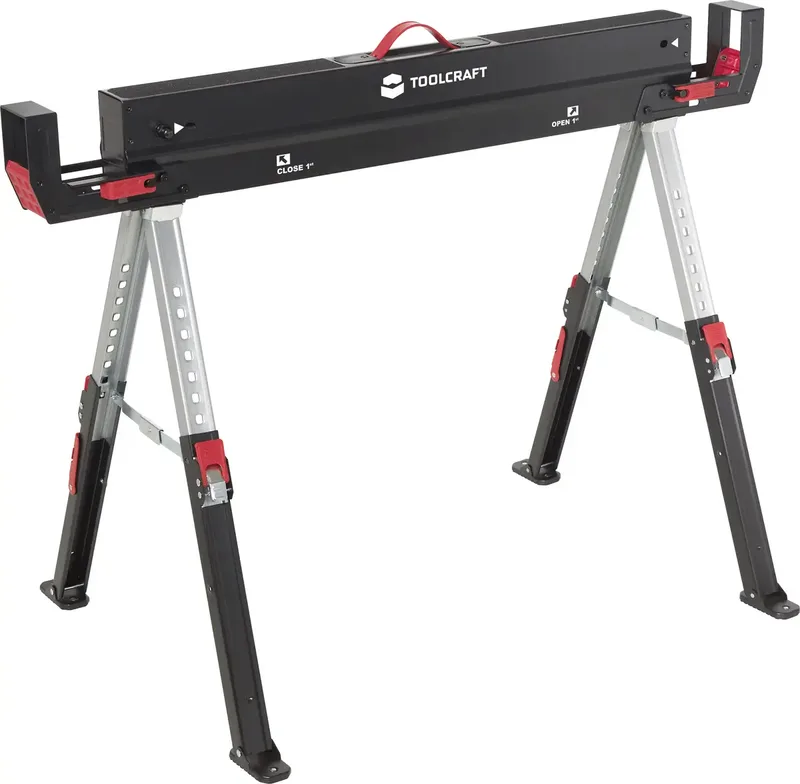 TO-10311630 acier Tréteau pliable pliable, à hauteur réglable 590 kg (l x P) 1157 mm x 687 mm 9.75 kg 1 pc(s) de Toolcraft – image du produit 1 sur 3