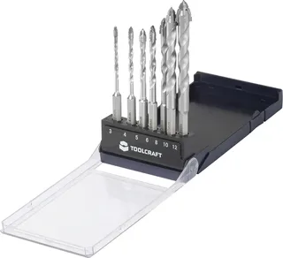 TO-10312161 Carbide , Staal Boorset 3 mm, 4 mm, 5 mm, 6 mm, 8 mm, 10 mm, 12 mm Gezamenlijke lengte 155 mm Gehard 1 stuk(s) de Toolcraft – image du produit 1 sur 3