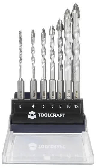 TO-10312161 Carbide , Staal Boorset 3 mm, 4 mm, 5 mm, 6 mm, 8 mm, 10 mm, 12 mm Gezamenlijke lengte 155 mm Gehard 1 stuk(s) de Toolcraft – image du produit 3 sur 3