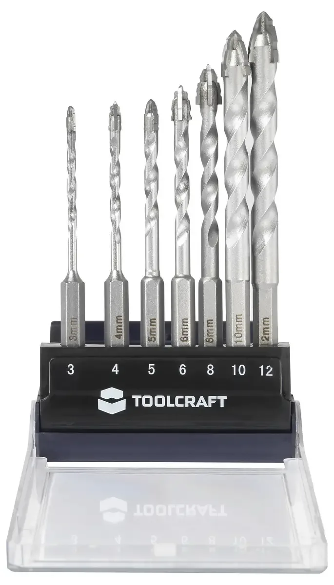 TO-10312161 Carbide , Staal Boorset 3 mm, 4 mm, 5 mm, 6 mm, 8 mm, 10 mm, 12 mm Gezamenlijke lengte 155 mm Gehard 1 stuk(s) de Toolcraft – image du produit 3 sur 3
