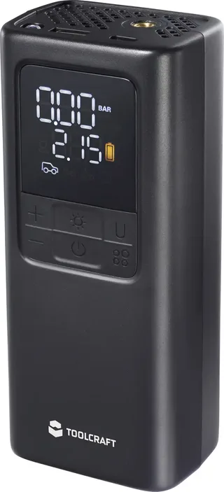 TO-10666212 Akku-Kompressor LP17 10 bar Automatische Abschaltung, Digitales Display, mit Arbeitslampe, mit Powerbank-Funktion, 2 Betriebsarten von Toolcraft – Produktbild 1 von 2