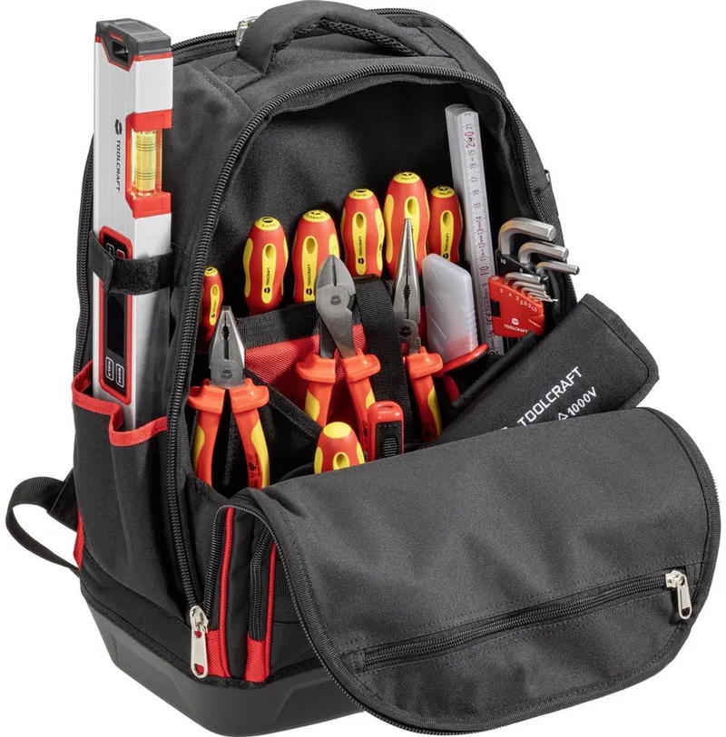 TO-10672410 Gereedschapsrugzak (met inhoud) VDE (b x h x d) 35 x 45 x 23 cm van Toolcraft, Zwart – productafbeelding