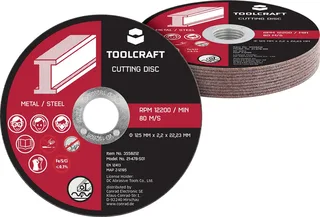 TO-10674636 Jeu de disque à tronçonner 125 mm 10 pc(s) Oxyde daluminium de Toolcraft – image du produit 1 sur 2