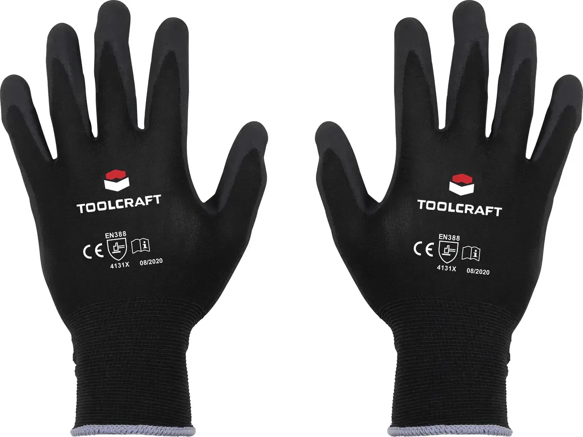 TO-5621487 Werkhandschoen Polyamide, Nitril Maat (handschoen): 9 EN 388 Cat II 1 paar van Toolcraft, Zwart – productafbeelding
