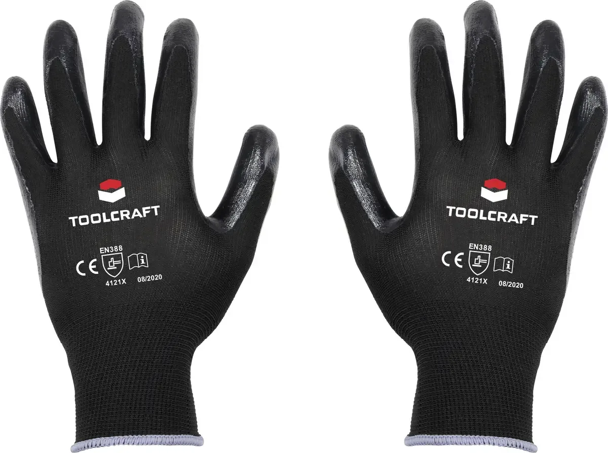 TO-5621529 Werkhandschoen Polyester, Nitril Maat (handschoen): 8 EN 388 Cat II 1 paar van Toolcraft, Zwart – productafbeelding