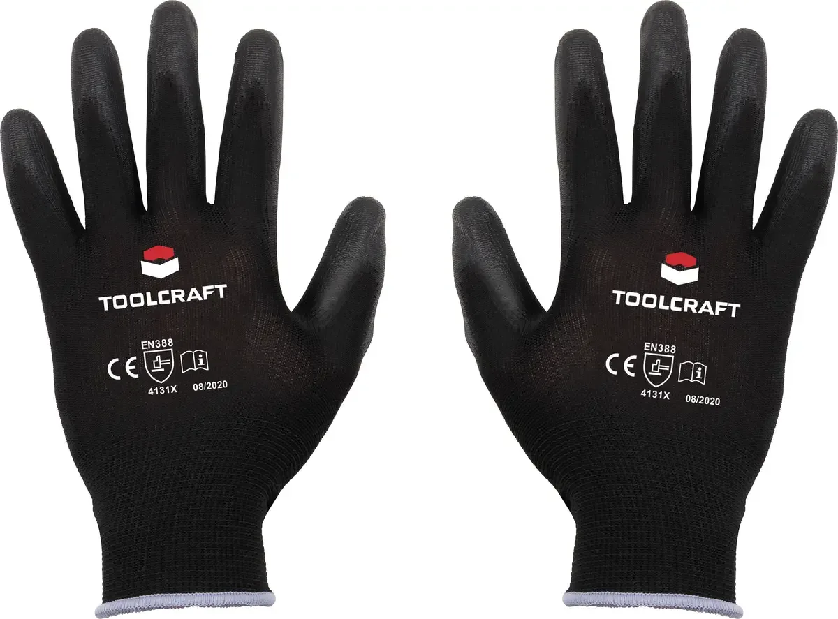TO-5621547 Werkhandschoen Polyester, Polyurethaan Maat (handschoen): 9 EN 388 Cat II 1 paar de Toolcraft, Noir – image du produit