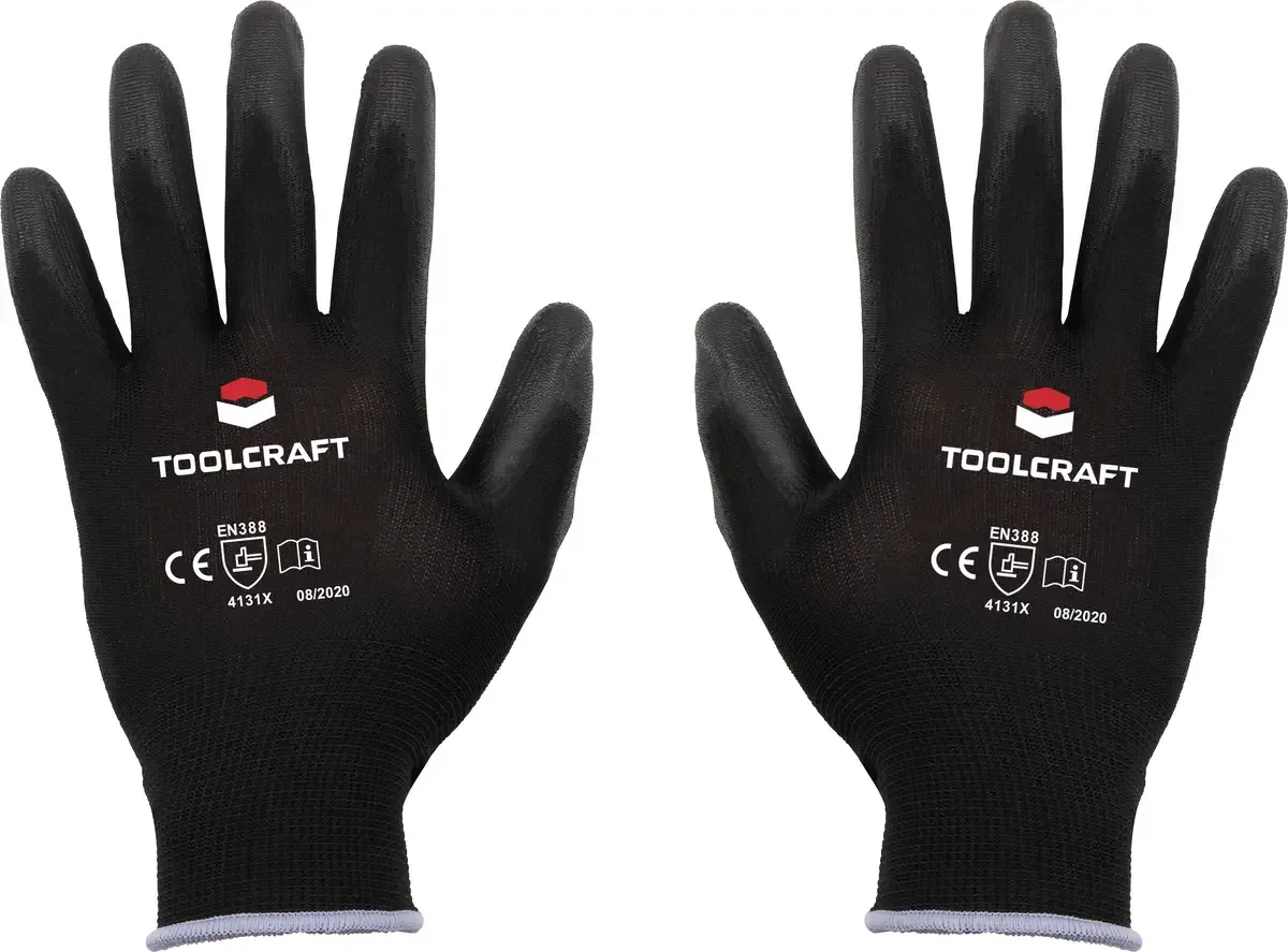 TO-5621550 Werkhandschoen Polyester, Polyurethaan Maat (handschoen): 10 EN 388 Cat II 1 paar van Toolcraft, Zwart – productafbeelding