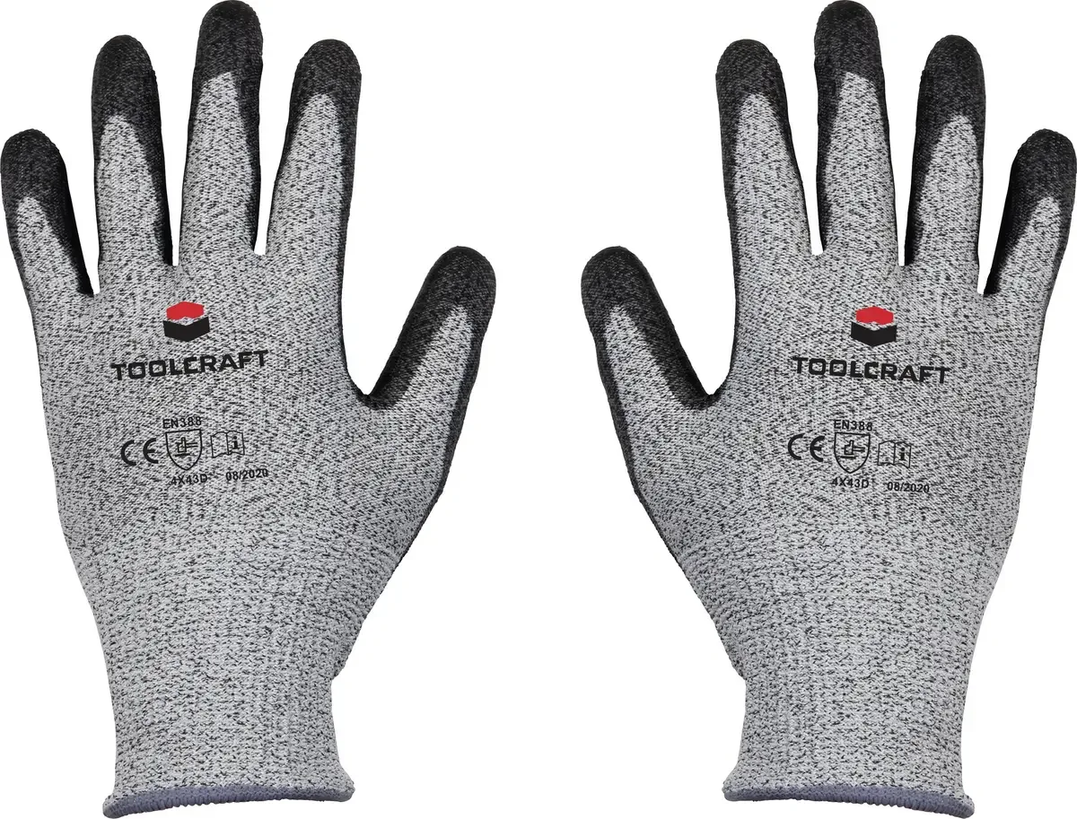 TO-5621604 Snijbeschermingshandschoen HPPE-vezel, Polyester, Kunstvezel, Polyurethaan Maat (handschoen): 8 EN 388 Cat II 1 paar de Toolcraft, Gris, Noir – image du produit